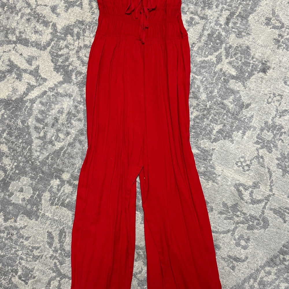 Francesca's Collections Red Wide-Leg Jumpsuit